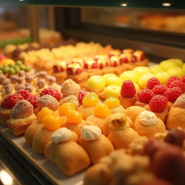 A beautiful display case filled with fresh pastries.
