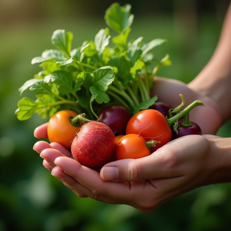 Hands holding fresh, locally sourced produce